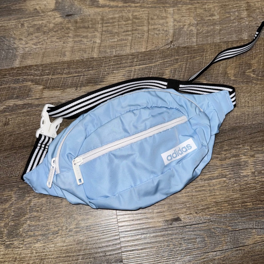 Adidas Core Waist Pack Glow Blue White Black Fanny Pack Crossbody Belt Bag